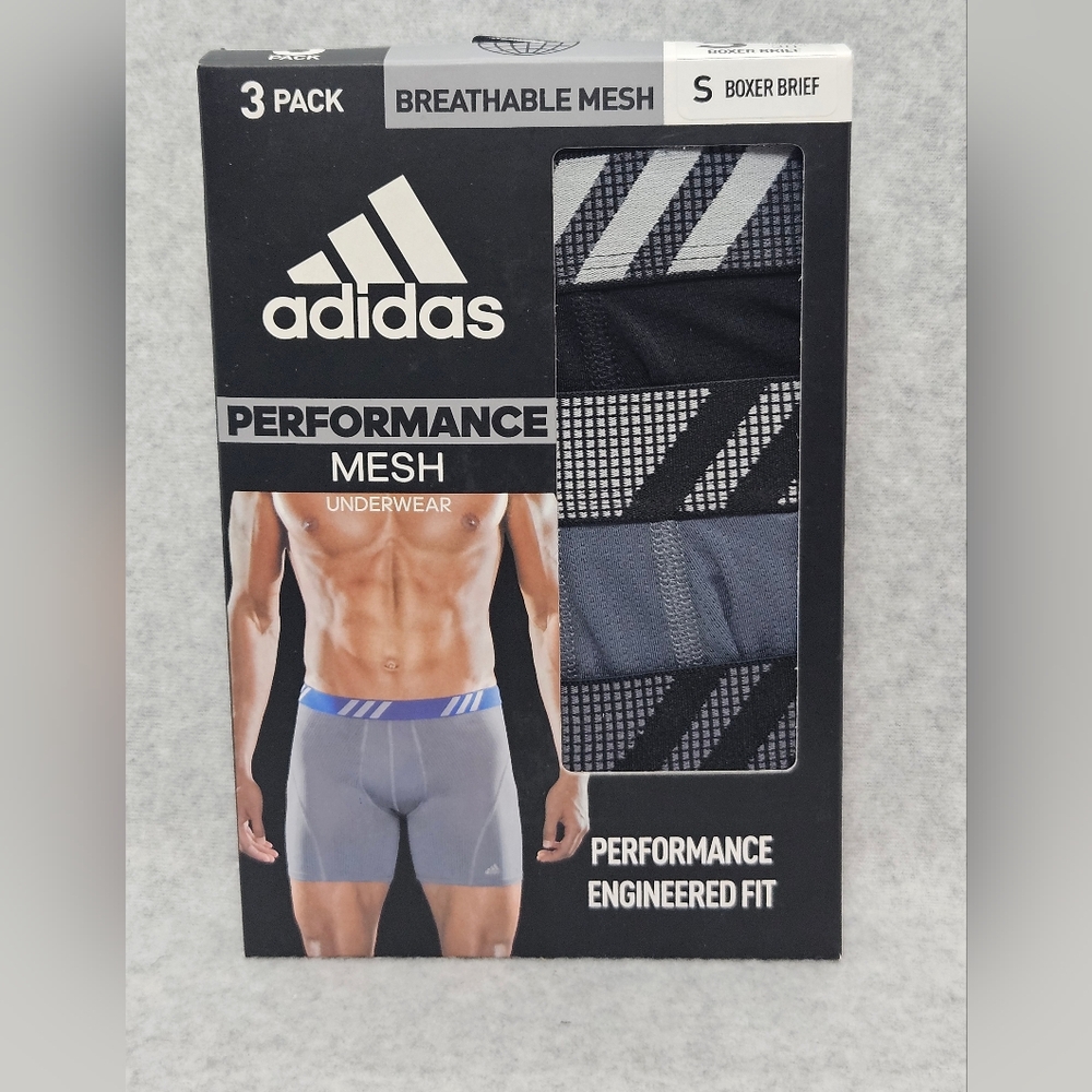 Adidas Performance Mesh Breathable Boxer Briefs Black/Gray or Blue Men's Size Sm